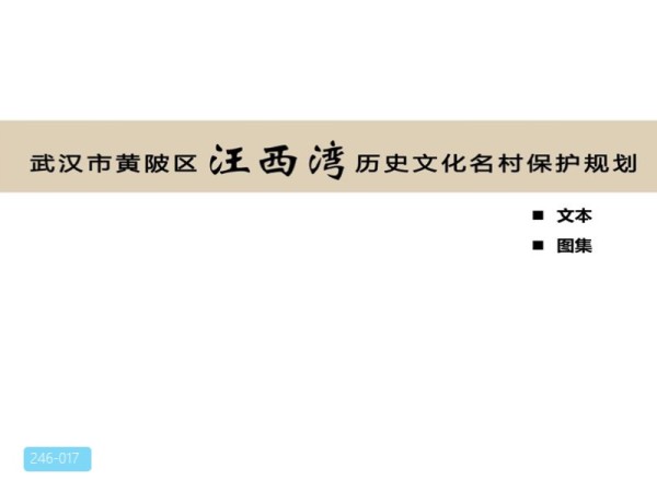武汉市历史文化名村汪西湾保护规划